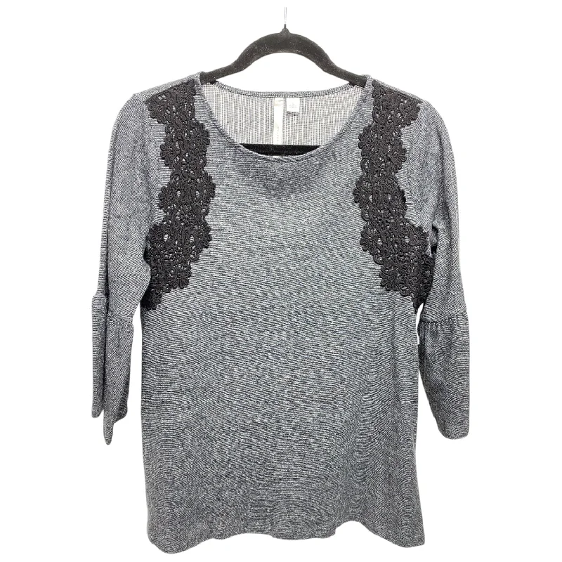 Summer Selection Top 3/4 Sleeve By Lc Lauren Conrad In Black & Grey, Size: S