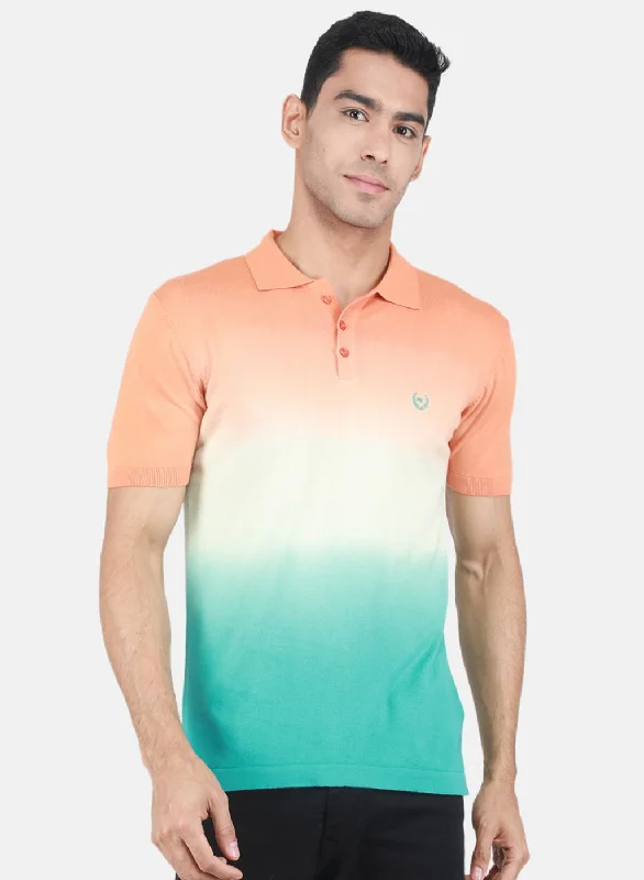 Elegant Design Men Green Self Design T-Shirt