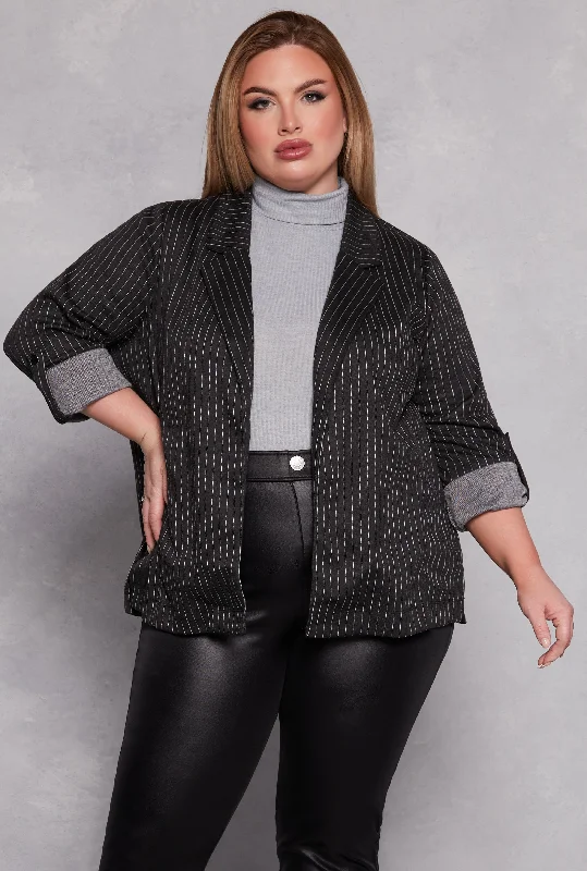 Classic Design Plus Size Haute Monde Pinstripe Blazer