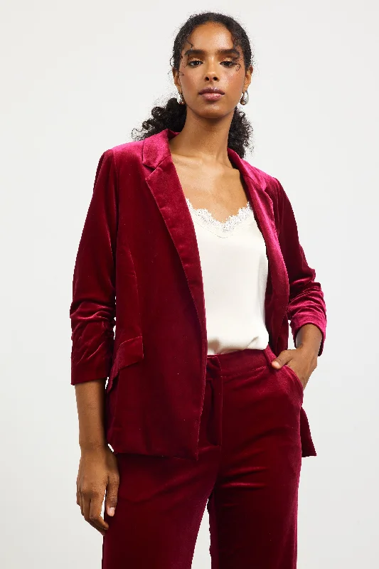 Perfect Tailoring Ruched Velvet Blazer
