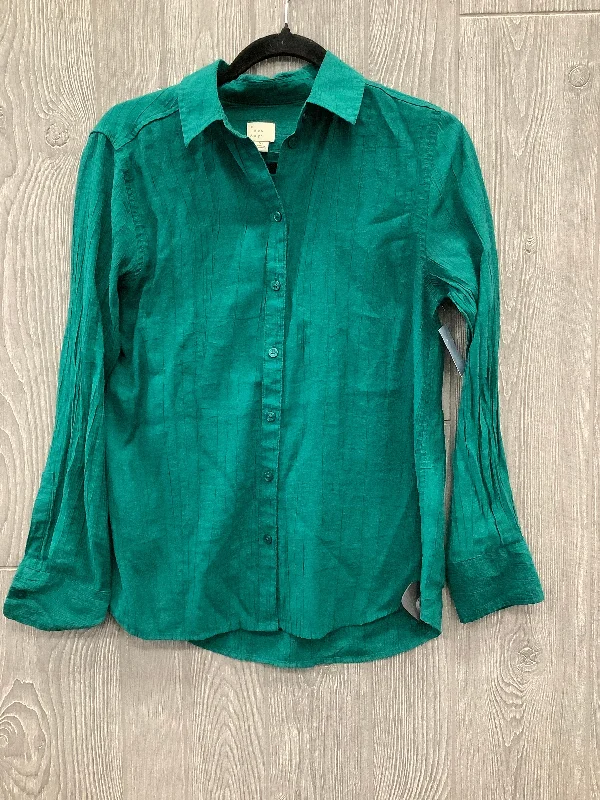 Elegant And Elegant Top Long Sleeve By A New Day In Green, Size: Xs