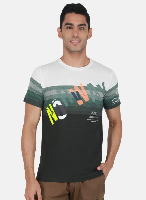 Comfortable Fashion Looks Men Green Printed T-Shirt