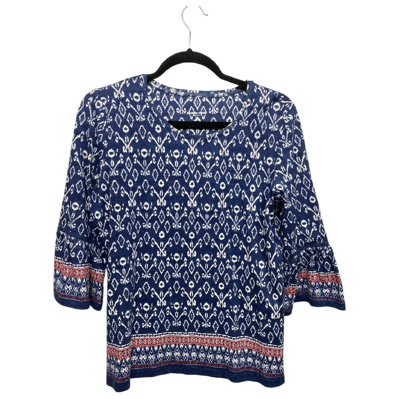 Classic Comfort Top 3/4 Sleeve By Allison Daley In Blue & White, Size: Sp