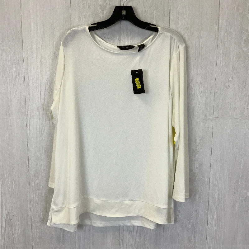 Youthful Top Long Sleeve By Investments In White, Size: 2x