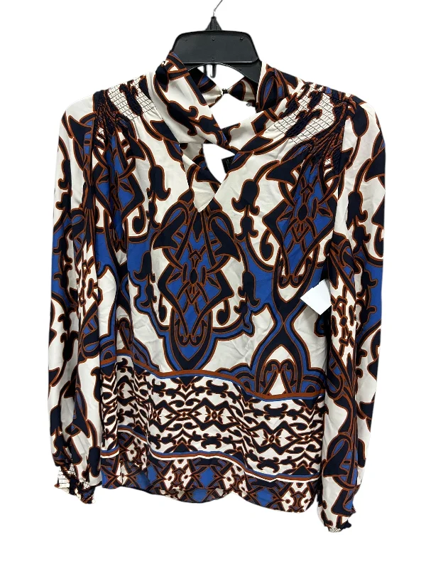 Comfortable Lifestyle Top Long Sleeve By Clothes Mentor In Blue & Cream, Size: 0