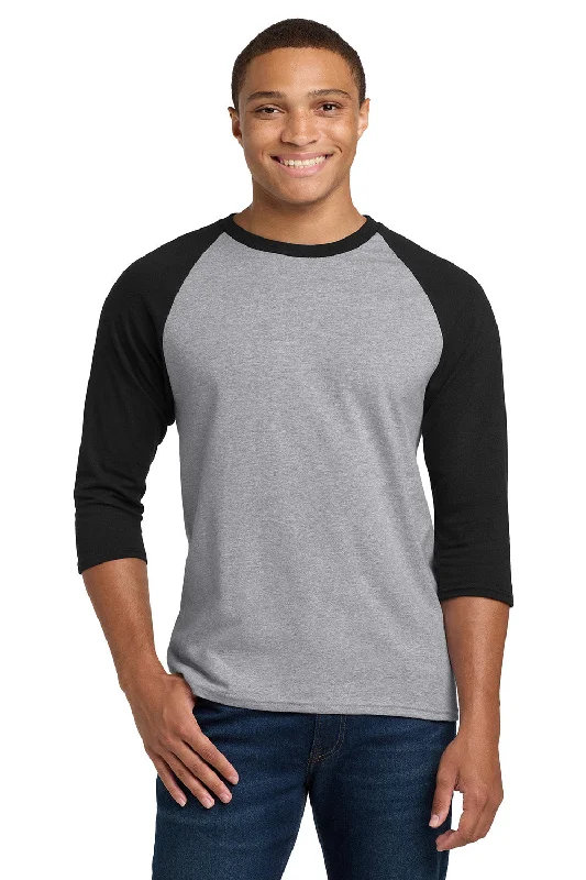 New Autumn And Winter Styles Gildan Mens 3/4 Sleeve Crewneck T-Shirt - Sport Grey/Black