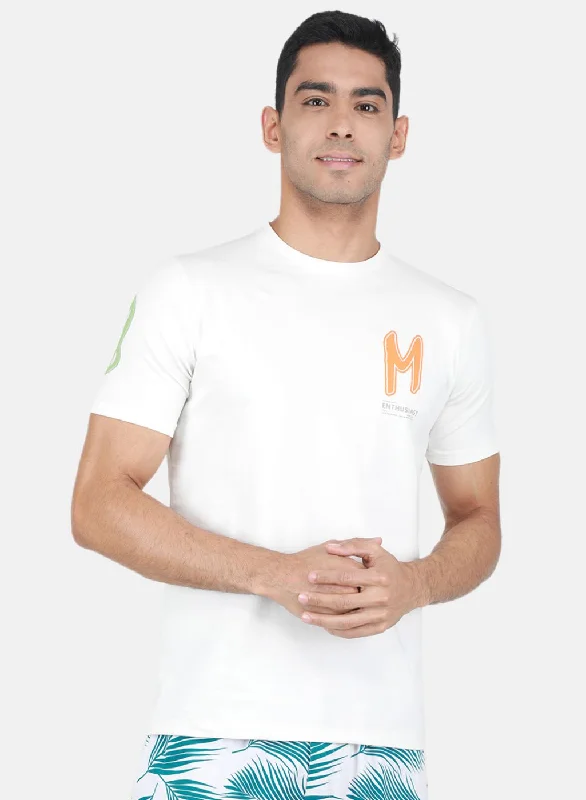 End Of The Year Men White Printed T-Shirt