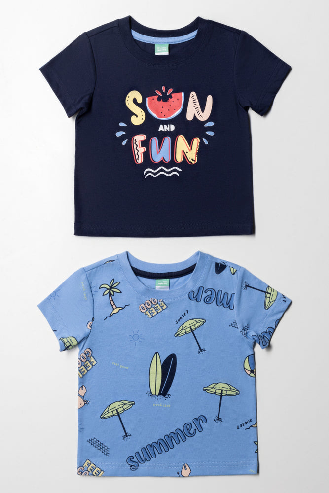 Unique Prints 2 Pack Sun And Fun T-Shirts Blue