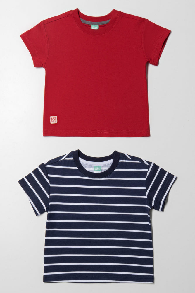Soft And Comfortable 2 Pack Short Sleeve T-Shirts Navy And Red