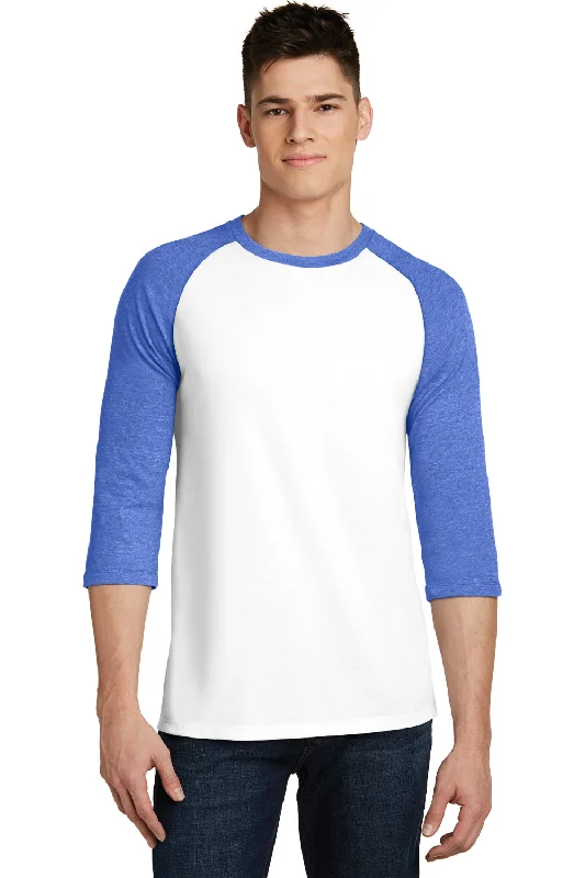 High Street Style District Mens Very Important 3/4 Sleeve Crewneck T-Shirt - White/Royal Blue Frost - Closeout
