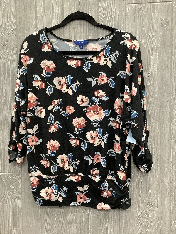 Fashionable And Versatile Top 3/4 Sleeve By Apt 9 In Black, Size: M