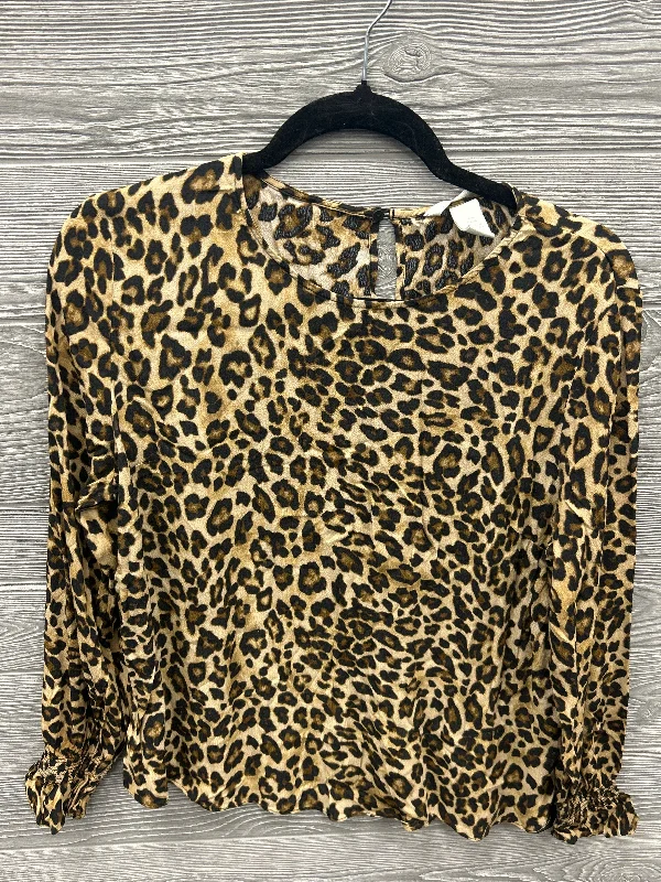 Casual Ease Top Long Sleeve By H&m In Animal Print, Size: Xl