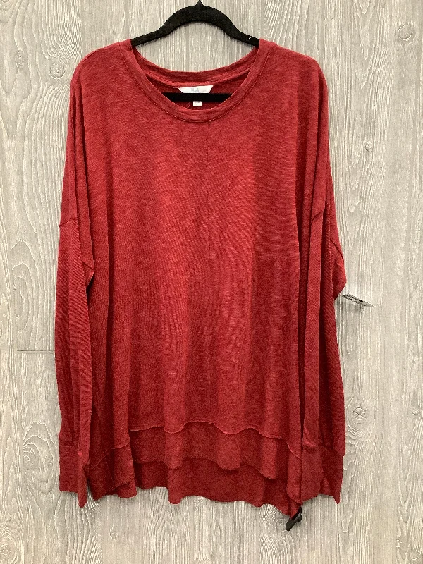 Modern City Top Long Sleeve By Time And Tru In Red, Size: Xl