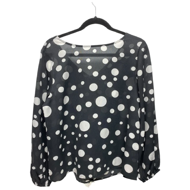Trendy Comfort Wear Top Long Sleeve By Milano In Polkadot Pattern, Size: S
