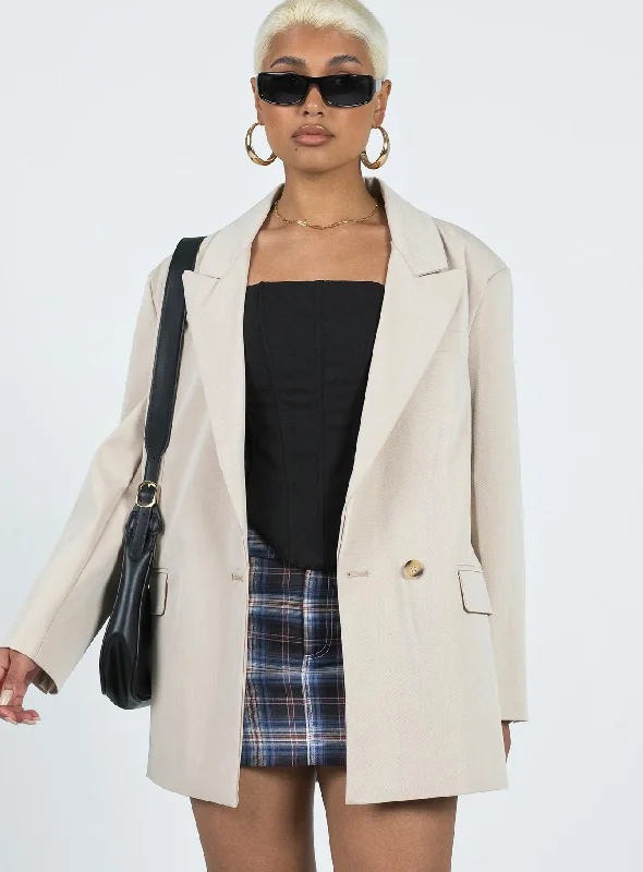 Goddess Outfit Codi Oversized Blazer Beige