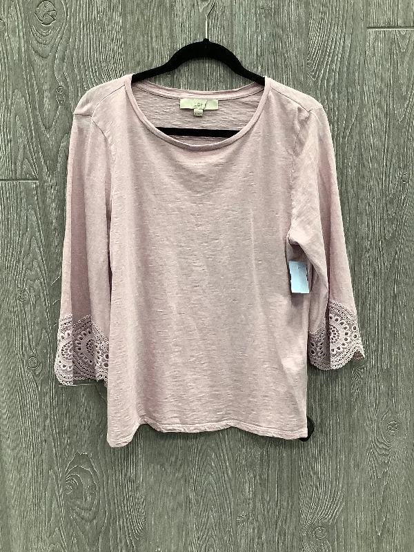 All-Day Wear Top 3/4 Sleeve By Loft In Pink, Size: L