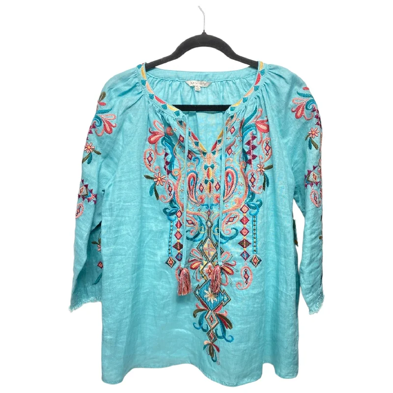 Basic Version Top 3/4 Sleeve By John Mark In Aqua, Size: S