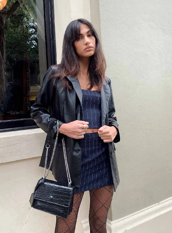 Sports Style Ellen Faux Leather Blazer
