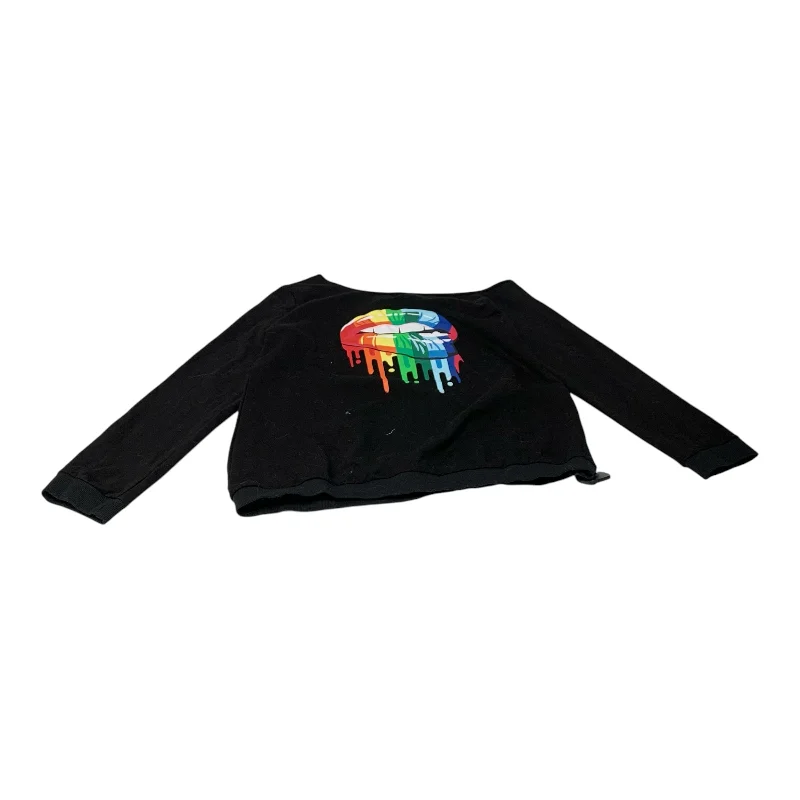 Sports Style Top Long Sleeve By Magic MK In Black, Size: L