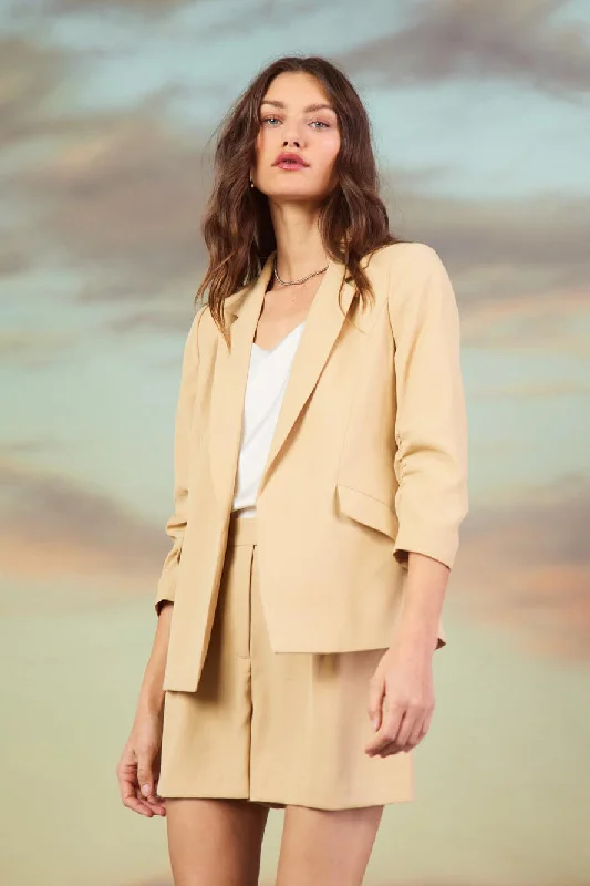Fashion Design Recycled Shirred Sleeve Blazer
