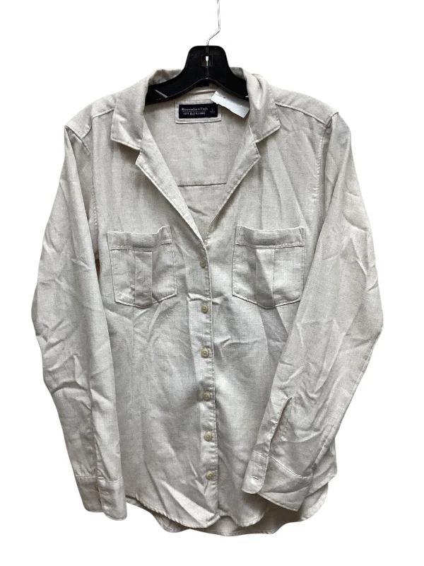 Fashion Pioneer Top Long Sleeve By Abercrombie And Fitch In Beige, Size: S