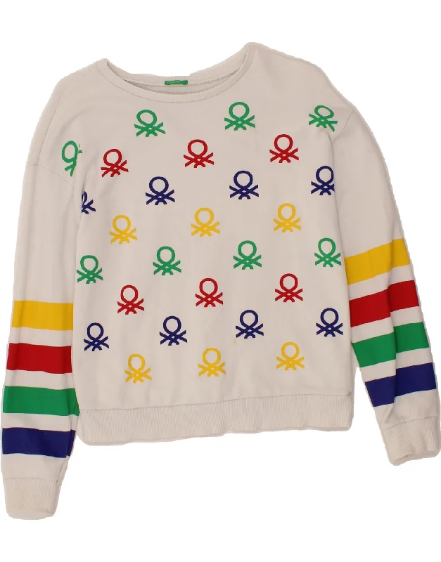 Preview New Products BENETTON Girls Graphic Sweatshirt Jumper 12-13 Years 2XL White Striped Preview New Products BENETTON Girls Graphic Sweatshirt Jumper 12-13 Years 2XL White Striped