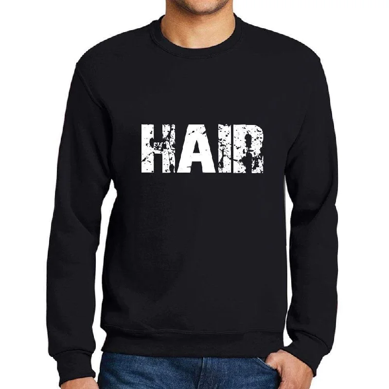 Tropical Style Men's Printed Graphic Sweatshirt Popular Words HAIR Deep Black