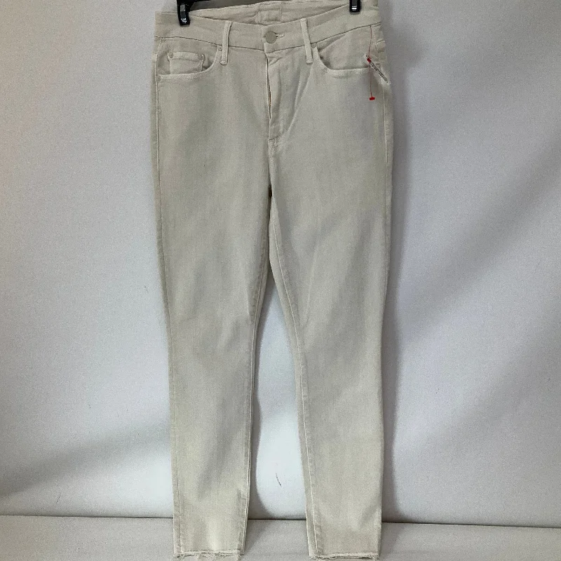 Trendy Comfort Jeans Straight By Mother In Cream Denim, Size: 4