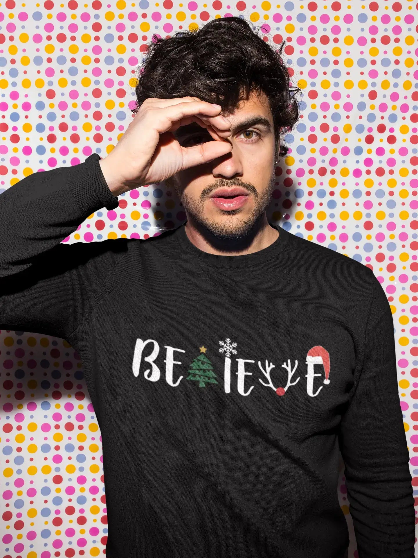 Minimalism ULTRABASIC - Graphic Men's Christmas Believe Tree Sweatshirt Xmas Gift Ideas Deep Black Minimalism ULTRABASIC - Graphic Men's Christmas Believe Tree Sweatshirt Xmas Gift Ideas Deep Black