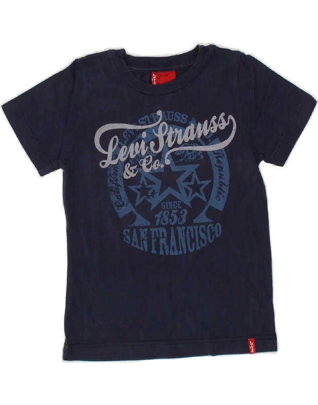 Cozy Fit LEVI'S Boys Graphic T-Shirt Top 5-6 Years Navy Blue Cotton