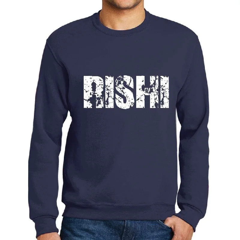 Timeless Style Men's Printed Graphic Sweatshirt Popular Words RISHI French Navy