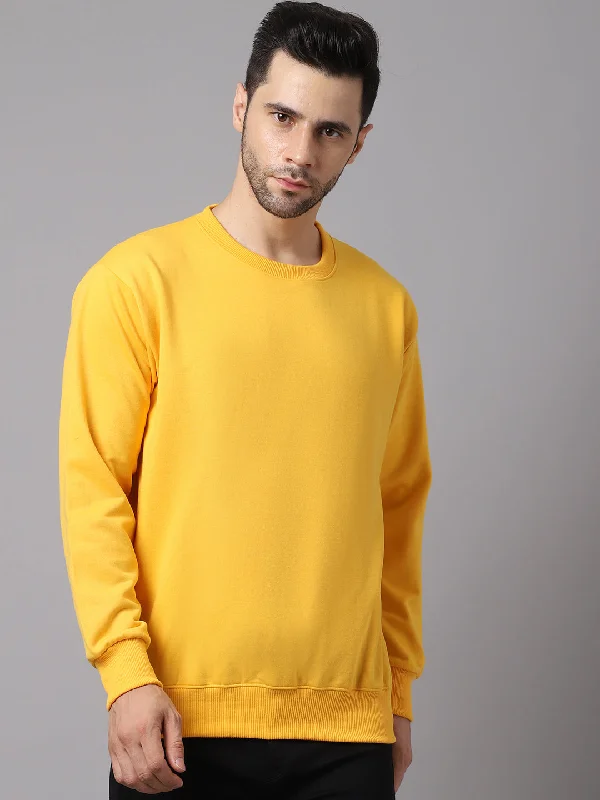 Personalized Outfit Vimal Jonney Fleece Round Neck Yellow Sweatshirt for Men