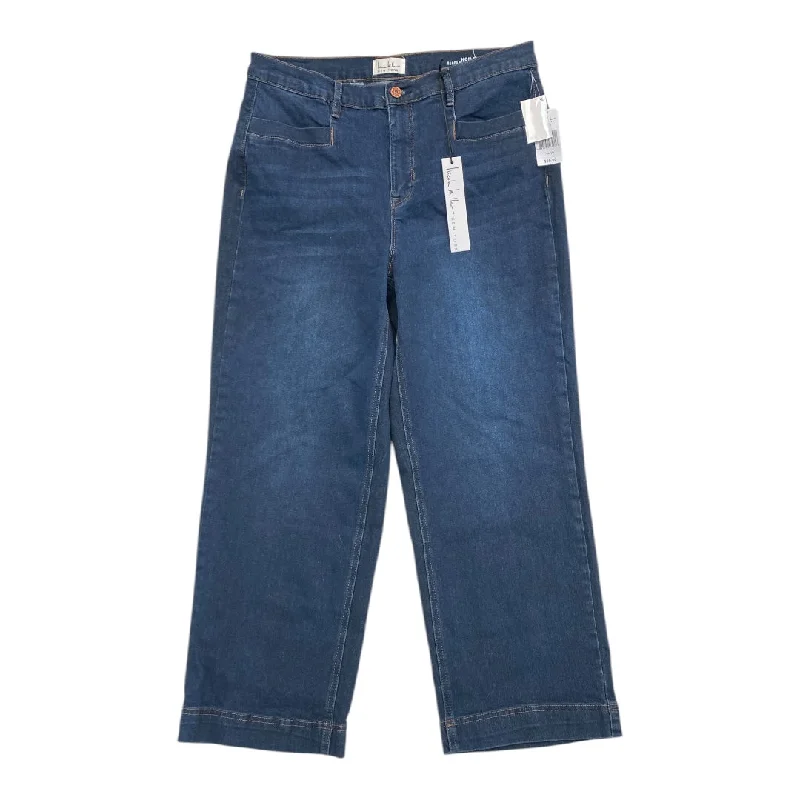 Fashion Design Jeans Wide Leg By Nicole By Nicole Miller In Blue Denim, Size:10
