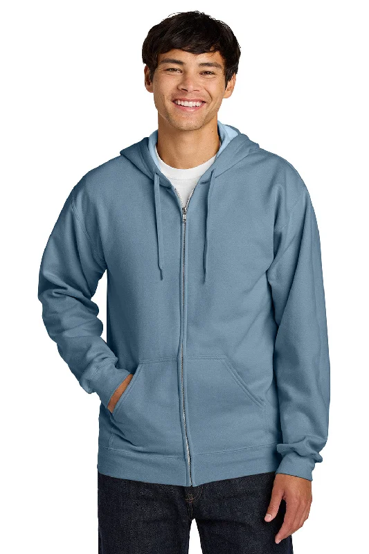 Effortless Style Gildan Mens Softstyle Fleece Full Zip Hooded Sweatshirt Hoodie w/ Pockets - Stone Blue - NEW Effortless Style Gildan Mens Softstyle Fleece Full Zip Hooded Sweatshirt Hoodie w/ Pockets - Stone Blue - NEW