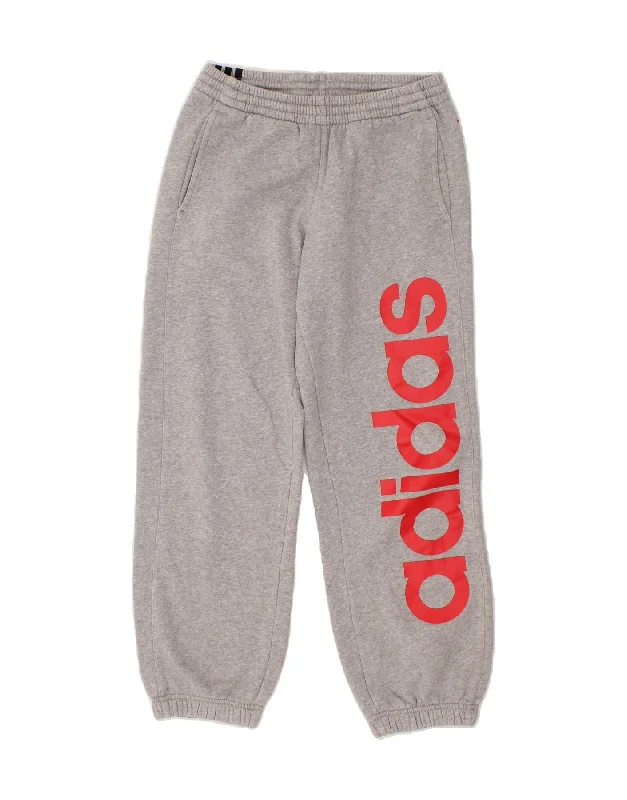 Elegant Series ADIDAS Boys Graphic Tracksuit Trousers Joggers 11-12 Years Grey Cotton