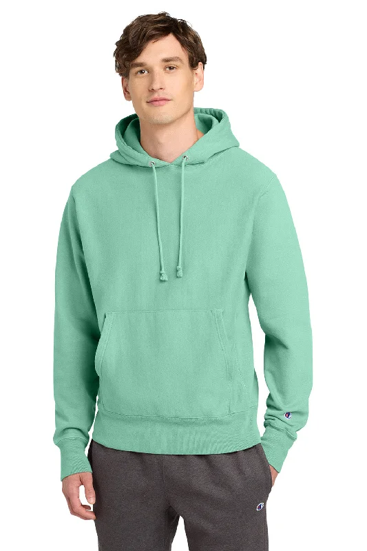 Minimal Style Champion Mens Reverse Weave Garment Dyed Hooded Sweatshirt Hoodie w/ Pouch Pocket - Pale Seafoam Green - NEW Minimal Style Champion Mens Reverse Weave Garment Dyed Hooded Sweatshirt Hoodie w/ Pouch Pocket - Pale Seafoam Green - NEW