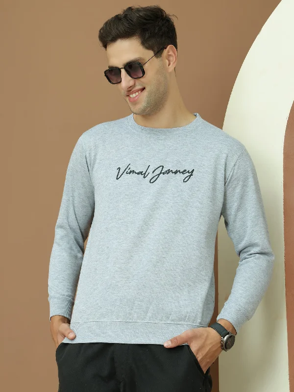 Versatile Items VimaL Jonney Regular Fit Grey Printed Sweatshirt For Men