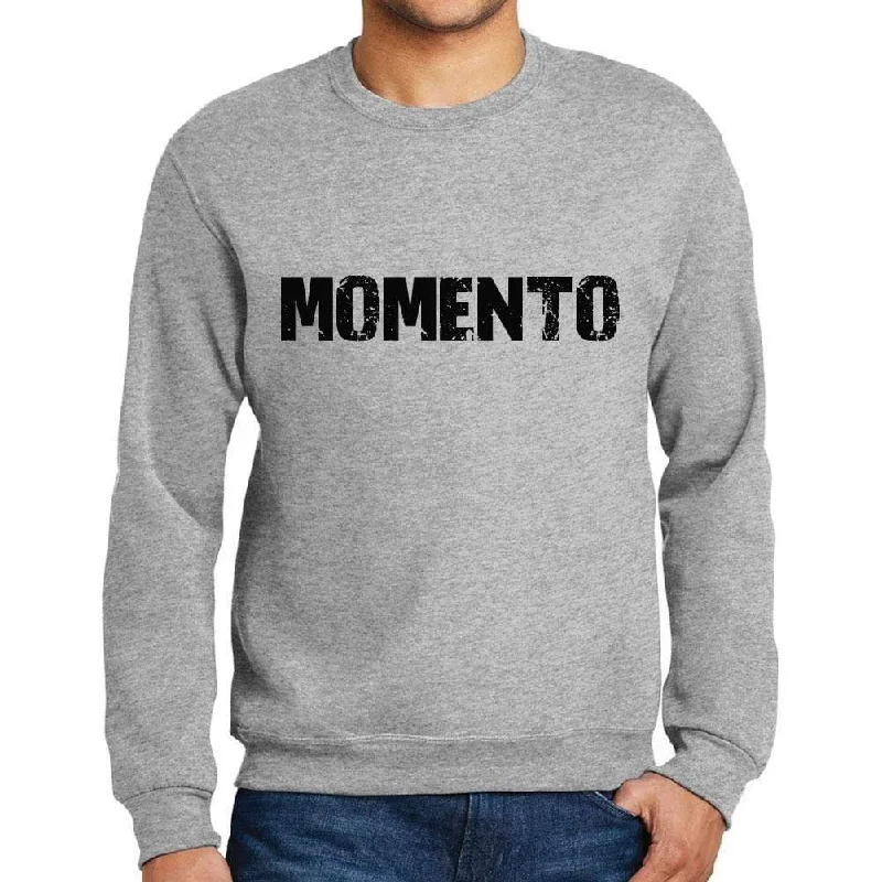 Fashion Wear Men's Printed Graphic Sweatshirt Popular Words MOMENTO Grey Marl