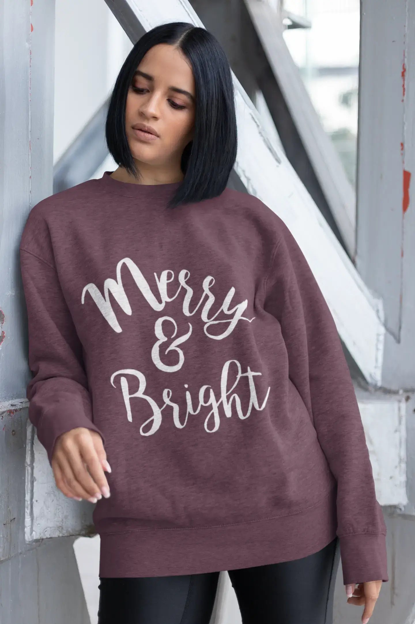 Comfortable Fitwear ULTRABASIC - Graphic Women's Long Sleeve Merry And Bright Christmas Sweatshirt Cute Printed Xmas Gift Ideas Creamy Pink Comfortable Fitwear ULTRABASIC - Graphic Women's Long Sleeve Merry And Bright Christmas Sweatshirt Cute Printed Xmas Gift Ideas Creamy Pink