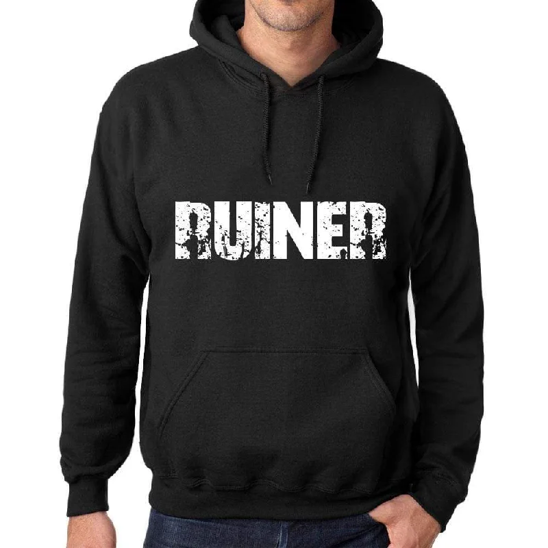 Celebrity Must-have Men's Women's Unisex Printed Graphic Cotton Hoodie Soft Heavyweight Hooded Sweatshirt Pullover Popular Words RUINER Deep Black