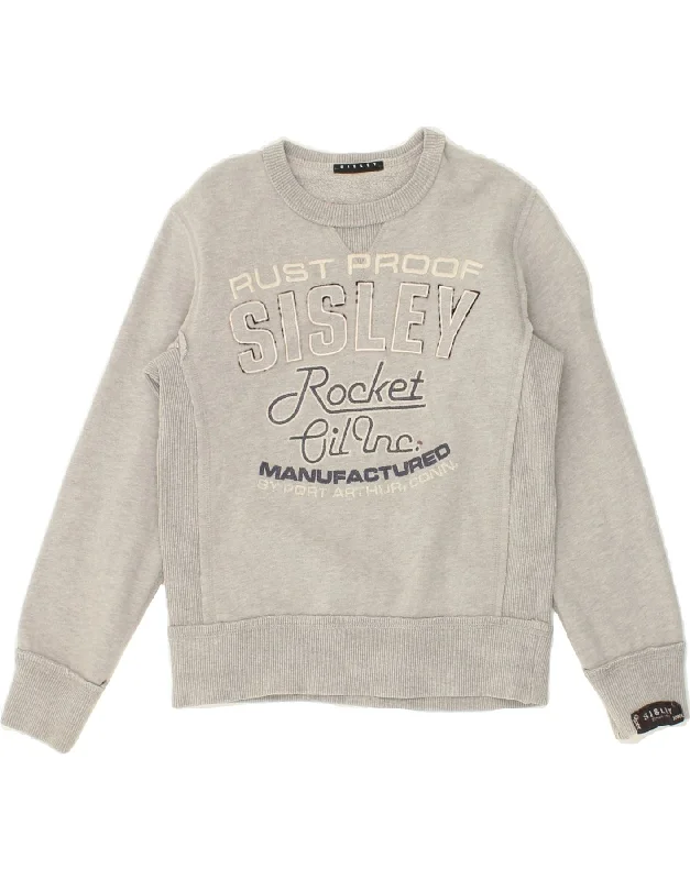 Practical Style SISLEY Boys Graphic Sweatshirt Jumper 7-8 Years Medium Grey Cotton