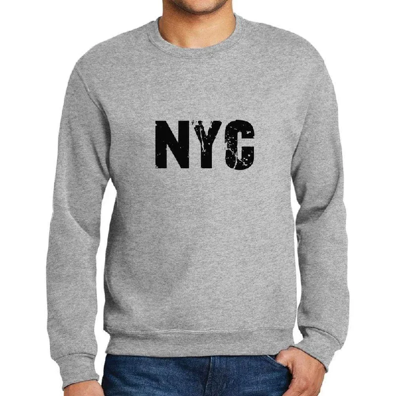Dressing Tips Men's Printed Graphic Sweatshirt Popular Words NYC Grey Marl
