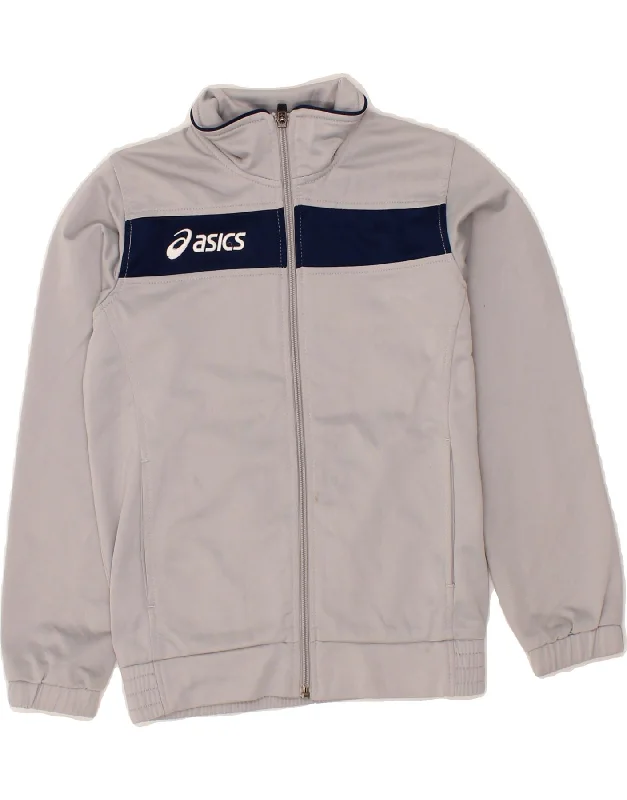 Summer Selection ASICS Boys Graphic Tracksuit Top Jacket 7-8 Years Grey