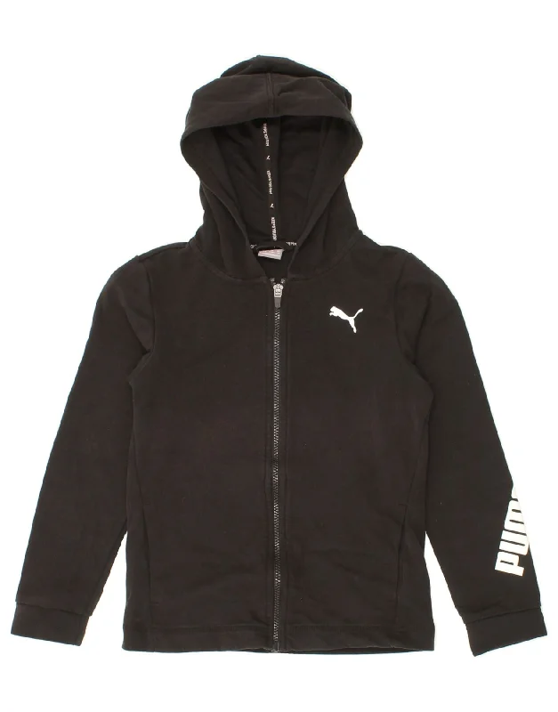 Goddess Style PUMA Boys Graphic Zip Hoodie Sweater 11-12 Years Large  Black Cotton