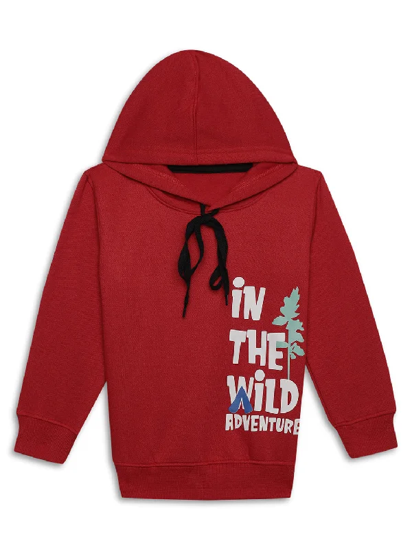 Comfortable Jeans Vimal Jonney Maroon Printed Hooded Cotton Fleece Sweatshirt for Kids Comfortable Jeans Vimal Jonney Maroon Printed Hooded Cotton Fleece Sweatshirt for Kids