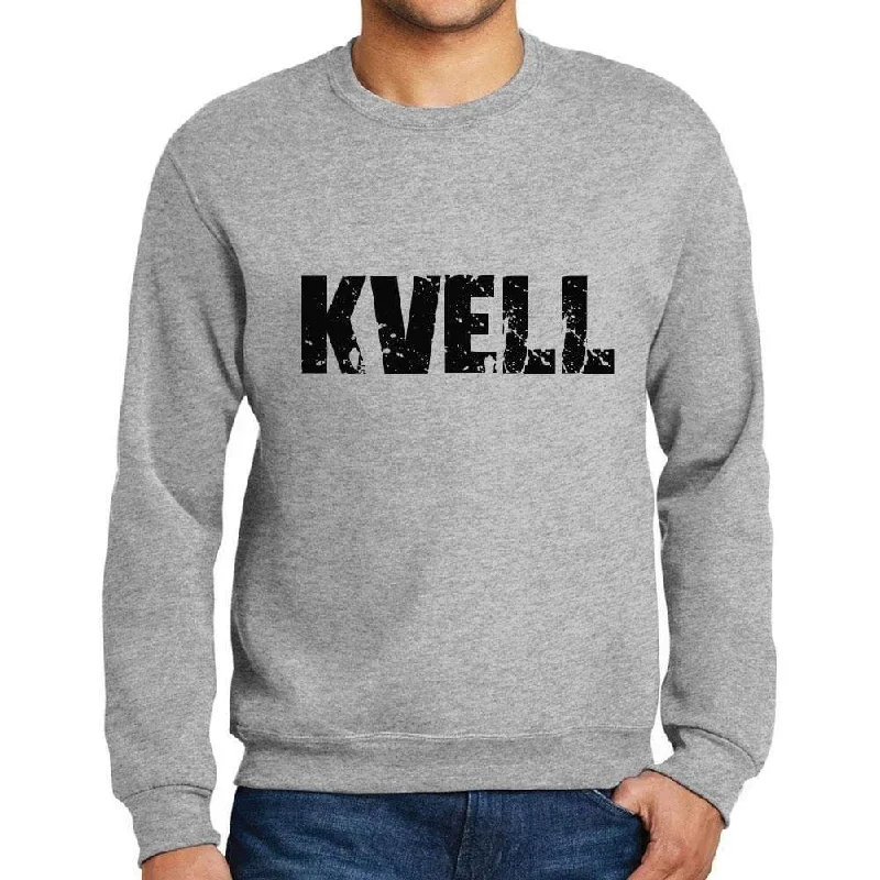 Classic Color Men's Printed Graphic Sweatshirt Popular Words KVELL Grey Marl