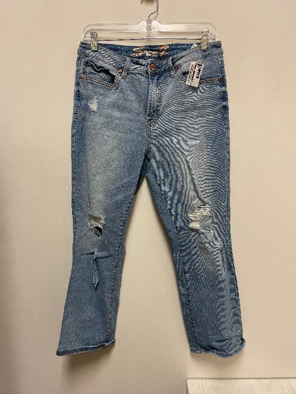 Fashion Style Jeans Straight By Seven 7 In Blue Denim, Size: 8