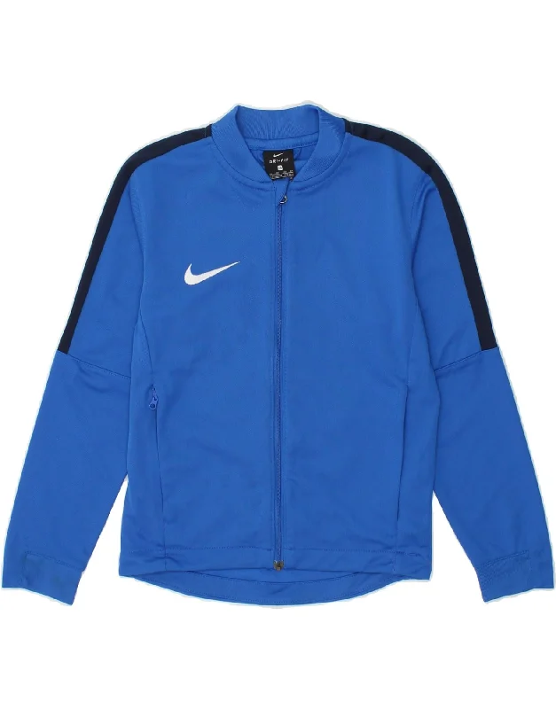 Layered Comfort NIKE Boys Dri Fit Tracksuit Top Jacket 6-7 Years XS Blue Colourblock