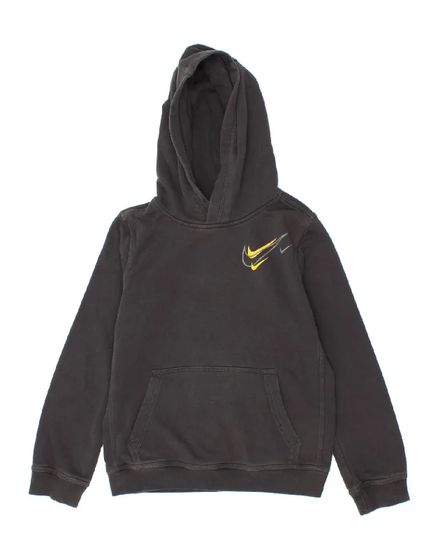 Effortless Dressing NIKE Boys Graphic Hoodie Jumper 10-11 Years Medium  Black Cotton