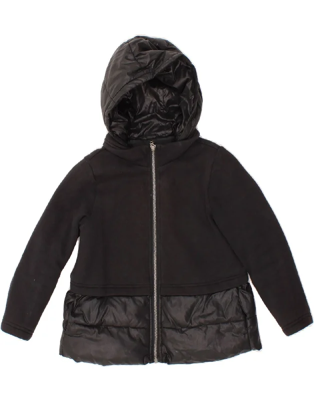 Fashionable Items BENETTON Girls Hooded Padded Jacket 7-8 Years Medium Black Polyester Fashionable Items BENETTON Girls Hooded Padded Jacket 7-8 Years Medium Black Polyester